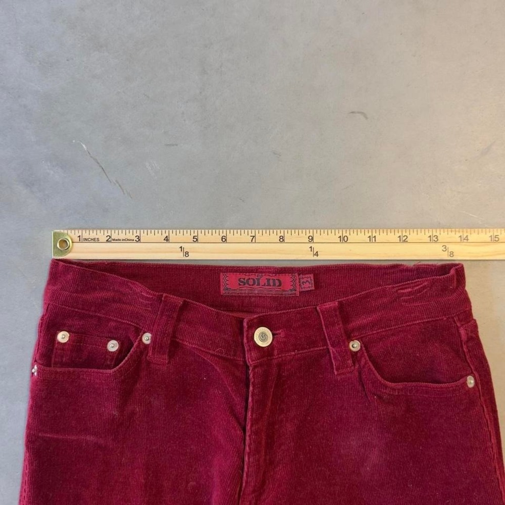 Vintage women's red velvet corduroy low rise flare pants - Picture 2 of 6